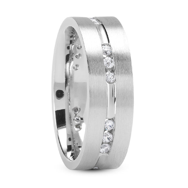 Ladies 14KT White Gold Platinum Traditional Wedding Band DB1056-7-RD