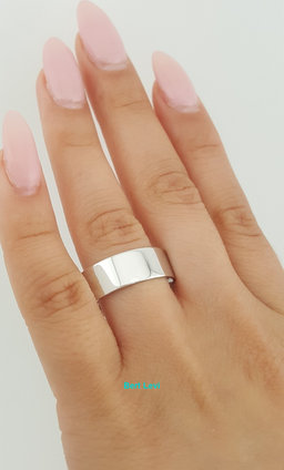 Men's 14k White Gold Wedding Band Ring 7.5 mm 9.5 grams Size 10