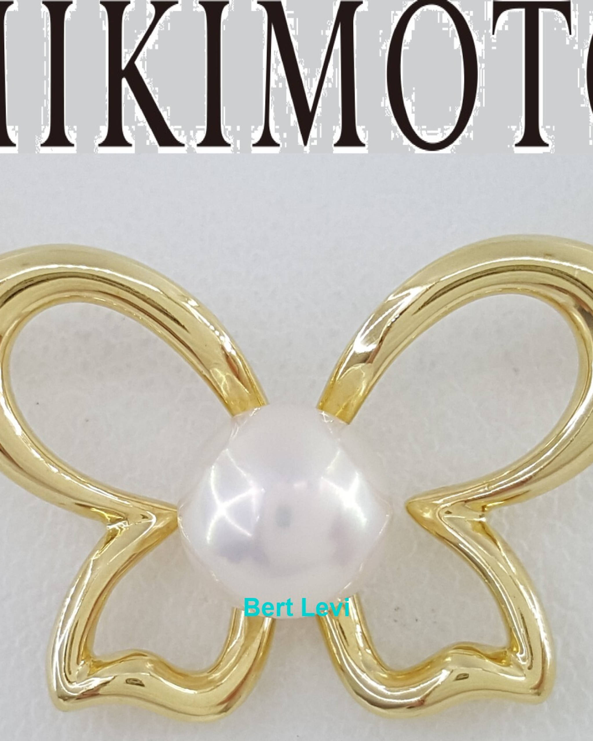 Mikimoto Butterfly Necklace 18k Yellow Gold 7mm Akoya Pearl 18" 6.9 Grams