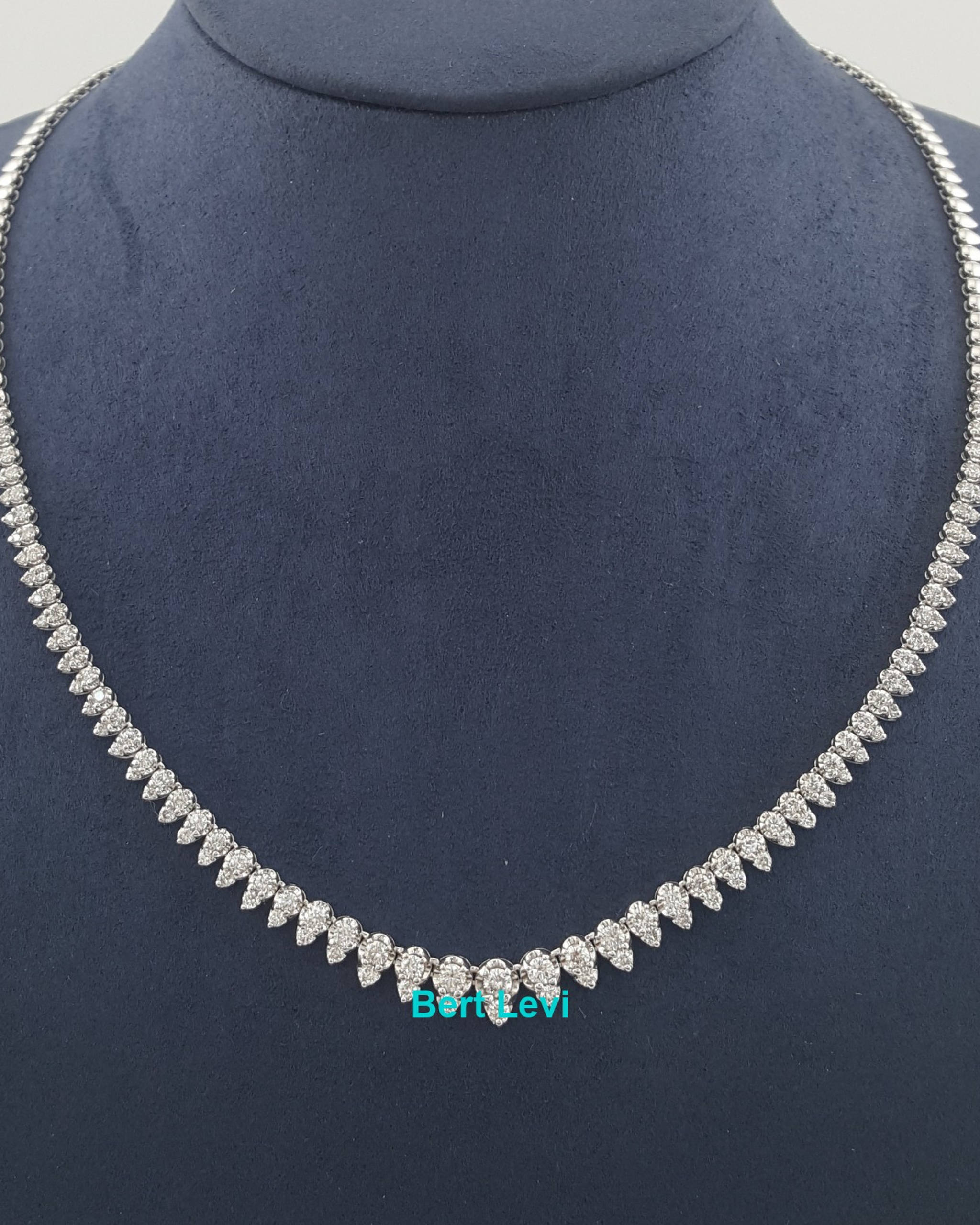 Diamond Riviera Tennis Necklace 14K White Gold 3 ct 17" 16 Grams Retail $10,000