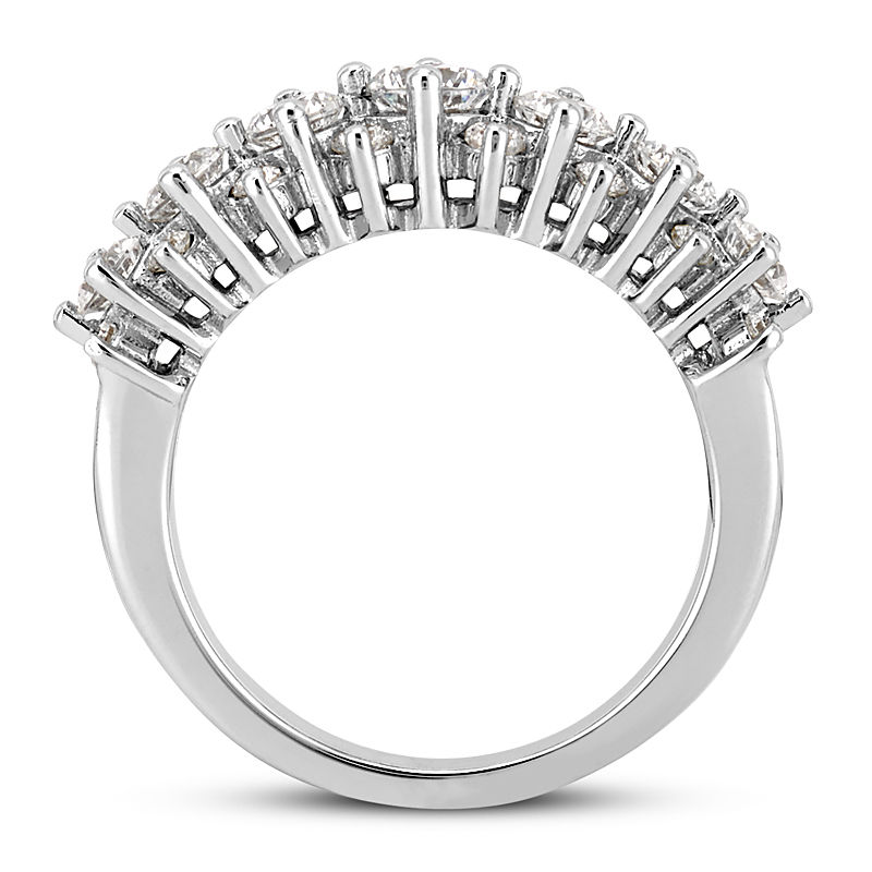 Thumbnail: Ladies 14KT White Gold Platinum Round Diamond Wedding Band WB722