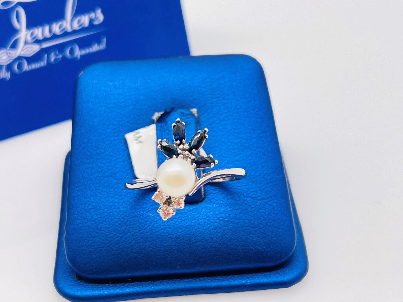 Womens Natural Pearl Sapphire & Diamond Ring