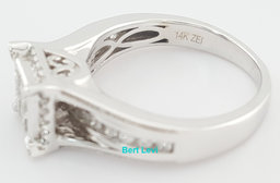 Princess Cut Diamond Invisible Set Halo Engagement Ring 0.65 ct 14K White Gold