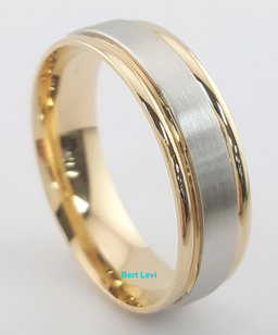 Men's 18k Yellow Gold Platinum Wedding Band Ring 6.5 mm 8.5 grams Size 11