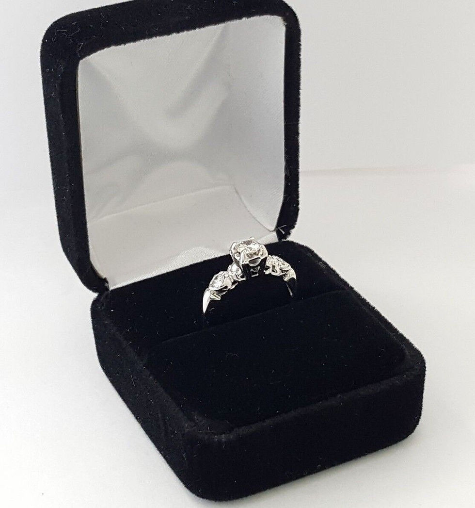 Thumbnail: 0.60 ct Vintage 14k White Gold Round Brilliant Diamond Engagement / Fashion Ring