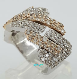 Diamond Pave Half Circle Cuban Link Gent's Ring 3.25 ct 10k Gold 4 Four Row