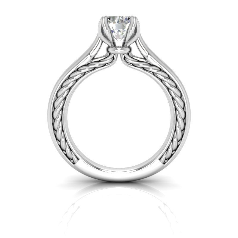 Thumbnail: Ladies White Gold Platinum Round Diamond Solitaire Engagement Set ENS2200-1.50-A