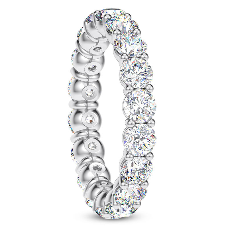 Thumbnail: Ladies 14KT White Gold Platinum Round Diamond Eternity Wedding Band EWB574-1.5-4