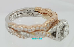 Neil Lane Bridal 14K Two-Tone Round Diamond Halo Crossover Ring Set 0.75 ct