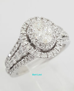 Say I Do Oval Diamond Double Halo Engagement Ring 14k White Gold 1.4 ct