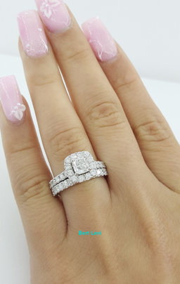 Neil Lane Cushion Diamond Halo Engagement Ring Set 14k W Gold 1.88 ct Rtl $7.4K
