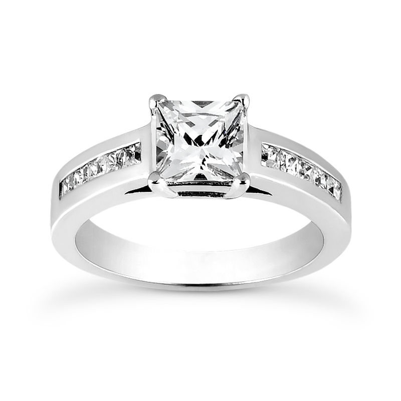 Ladies 14KT White Gold Platinum Fancy Engagement Ring ENR7450