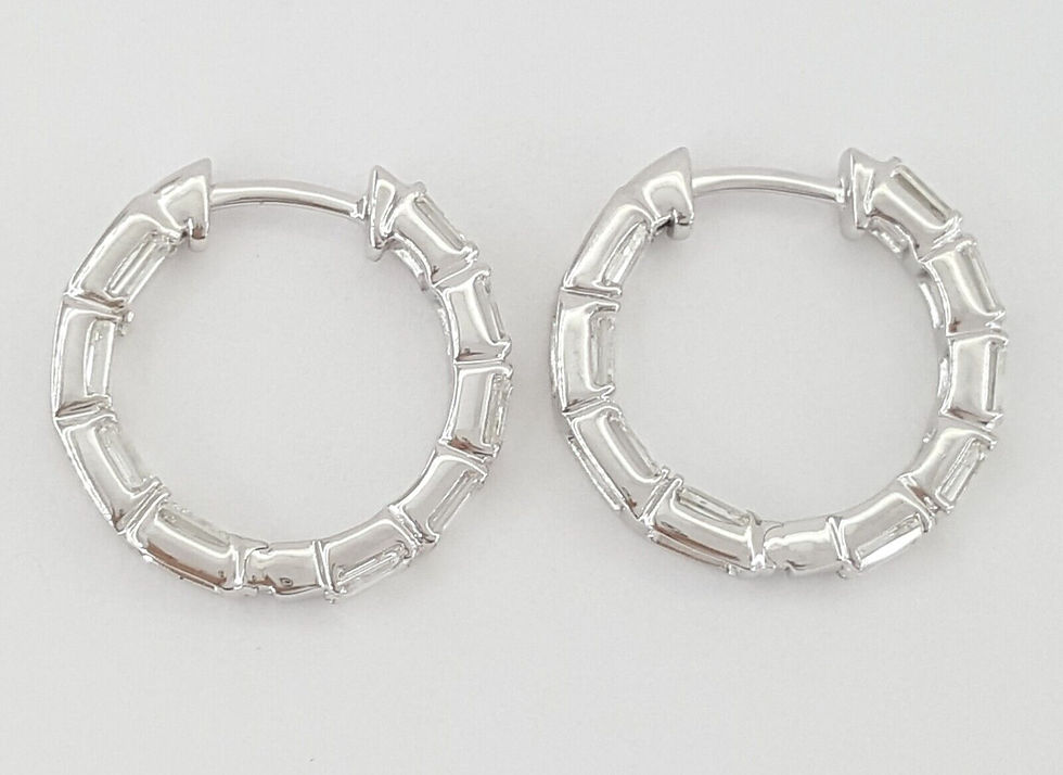 Thumbnail: Emerald Cut Diamond Inside Out Round Hoop Earrings 16.5 mm 3.5 ct 14K White Gold