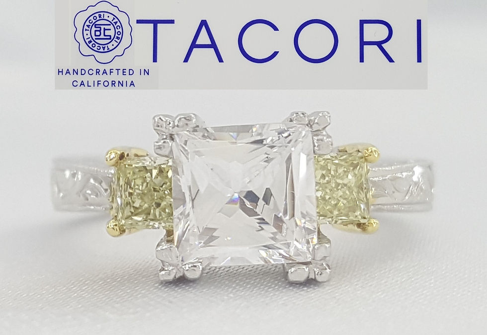 Tacori 3 Stone Princess Semi-Mount Engagement Ring 0.48 ct Plat & 18k Rtl $8,270