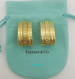 Tiffany & Co 18K Yellow Gold Atlas Clip On Earclip Earrings 26 Grams