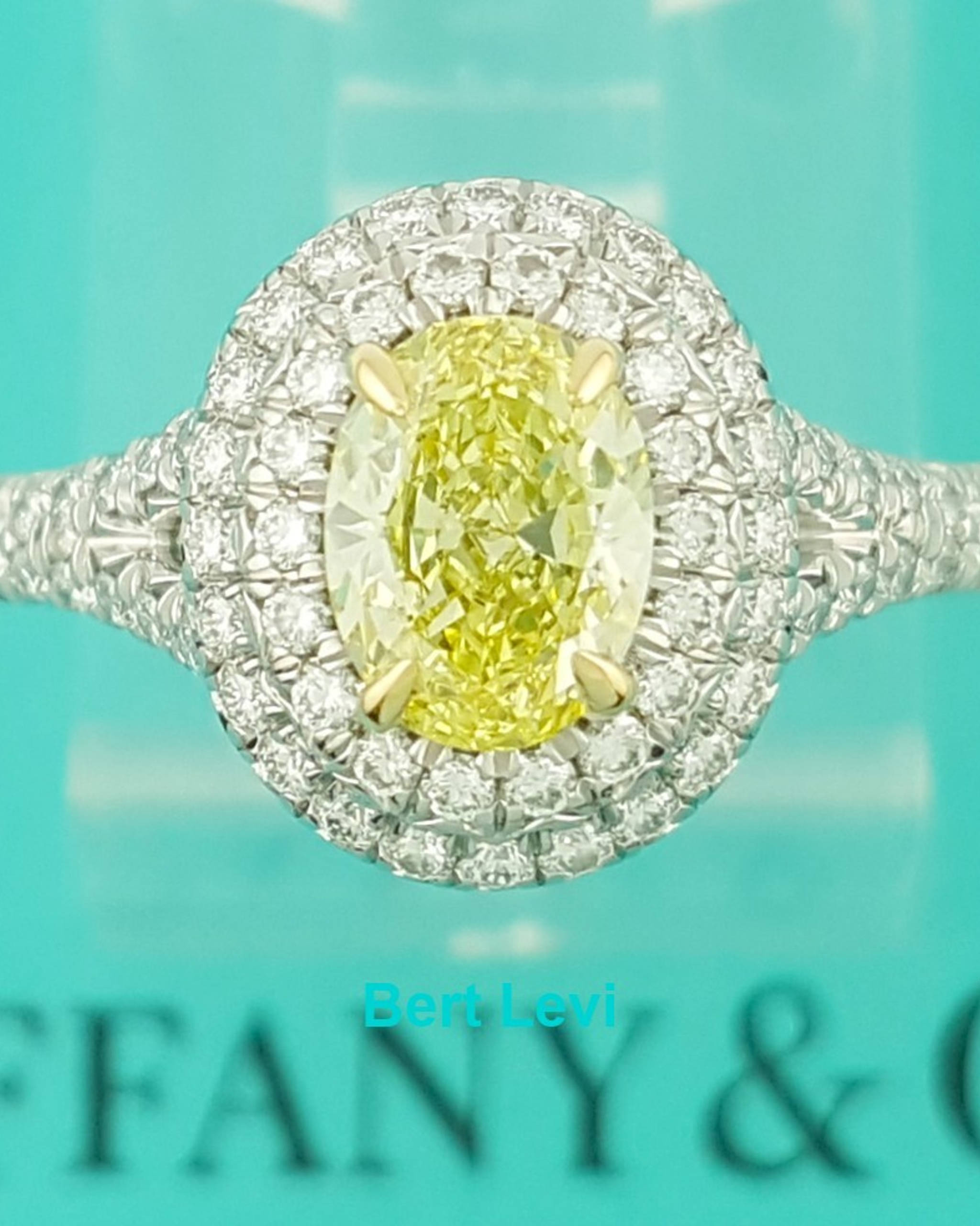 Tiffany & Co Soleste Intense Yellow Oval Diamond Engagement Ring 1.13 ct Rt $15K