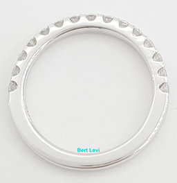 Half Circle Round Diamond Shared Prong Wedding Band 0.5 ct 14k White Gold 2.2 mm