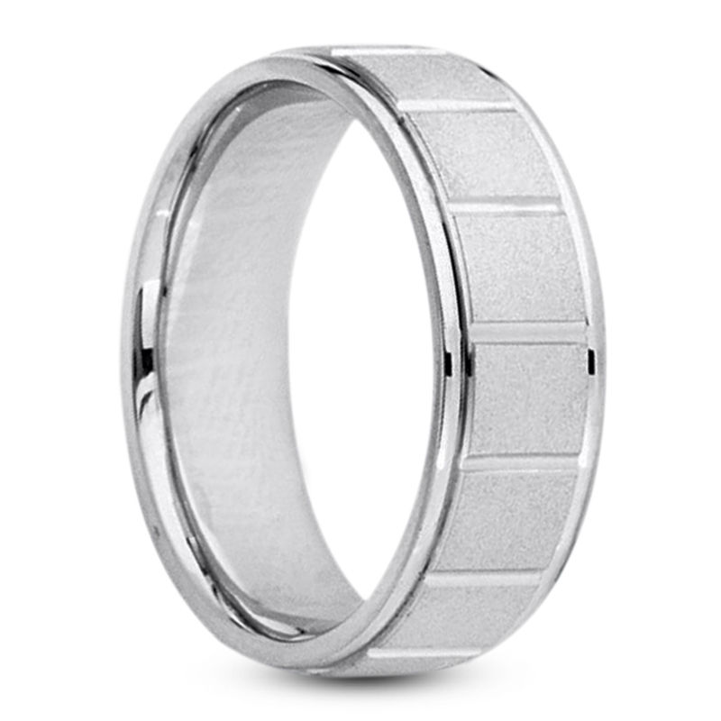 Mens 14KT White Gold Platinum Traditional Wedding Band M211