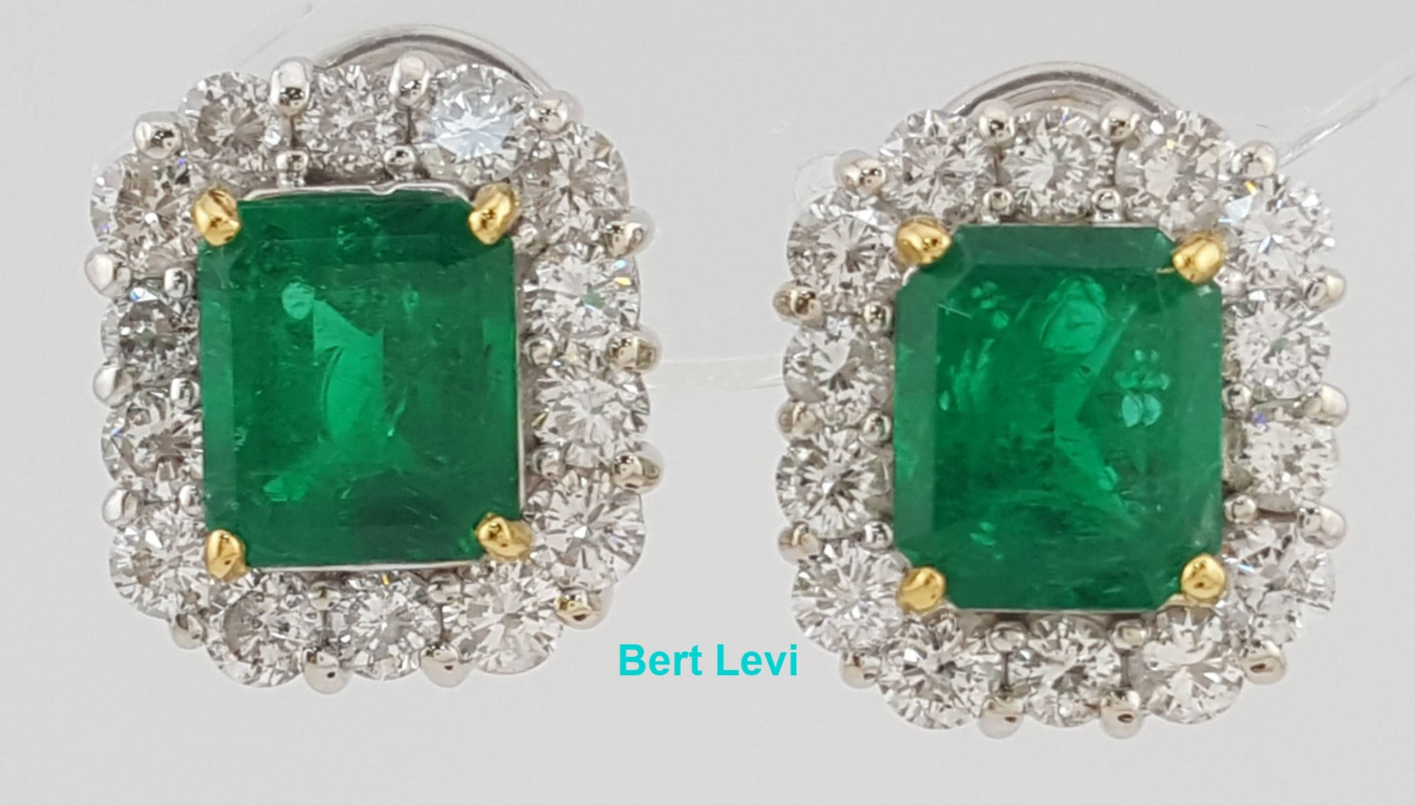 Colombian Green Emerald & Diamond Halo Earrings 8.27 ct 18K White Gold Rtl $35K