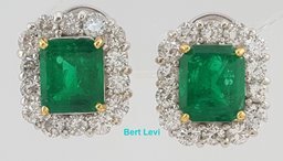 Colombian Green Emerald & Diamond Halo Earrings 8.27 ct 18K White Gold Rtl $35K