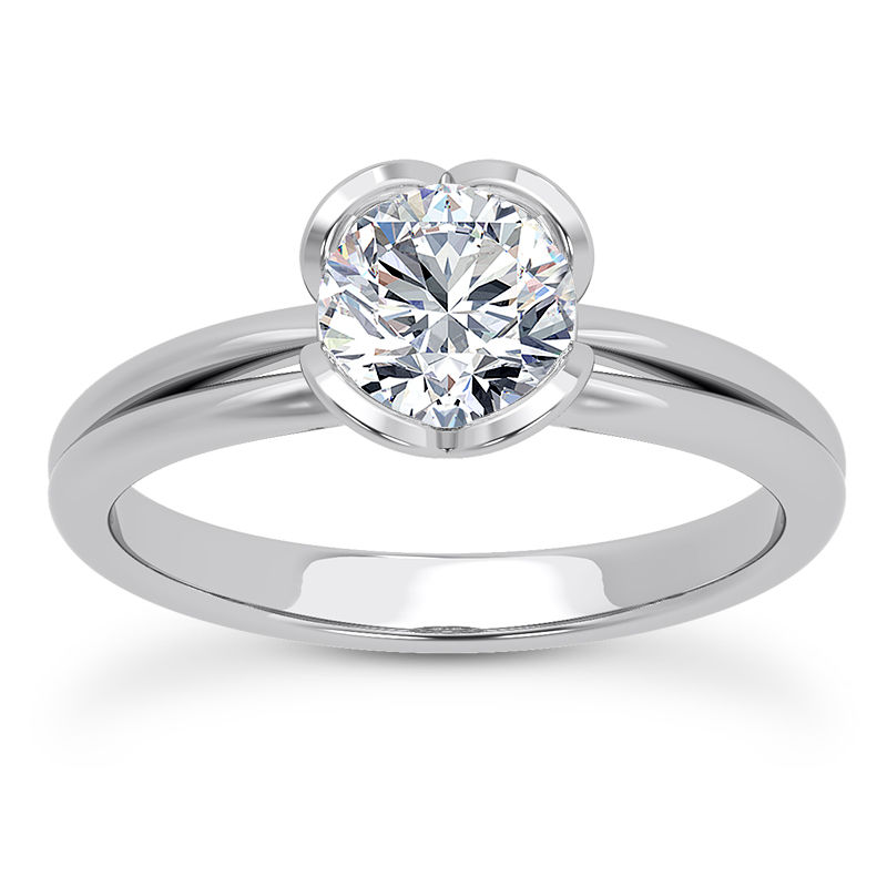 Ladies White Gold Platinum Round Diamond Solitaires Engagement Ring ENR9834-1