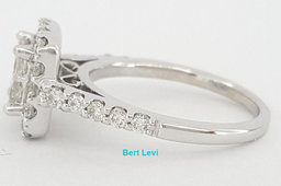 0.92 ct 14K White Gold Invisible Princess Cut Diamond Halo Engagement Ring