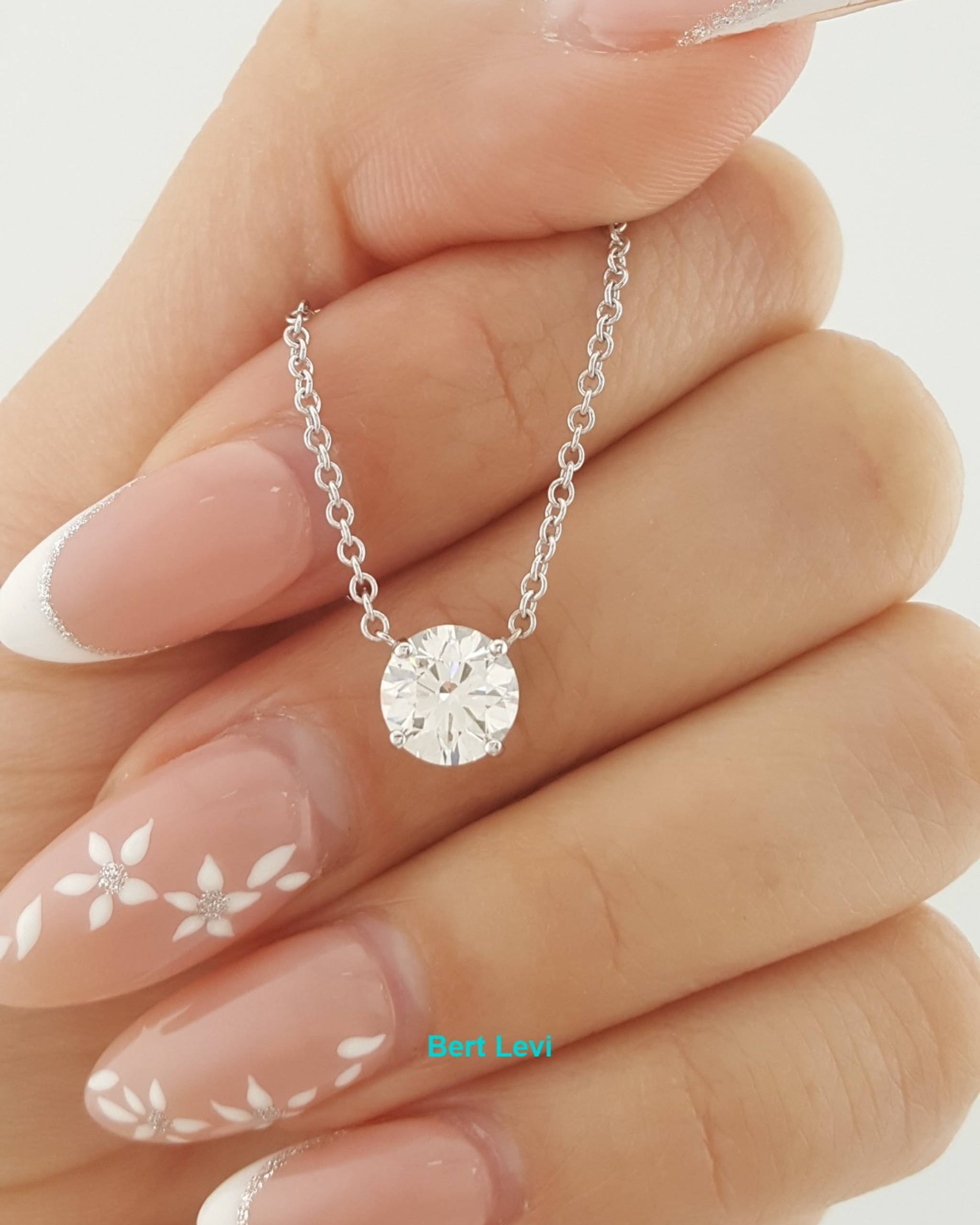 Natural Round Diamond Solitaire Necklace 1.5 ct 14K White Gold GIA Rtl $13.5K