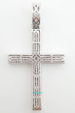 Baguette Round Diamond Cross 5.5 ct 10k White Gold 2.57" 14.5 Grams Rtl $13k