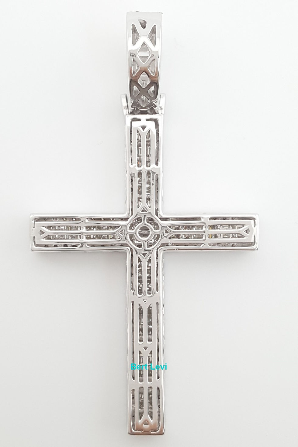 Thumbnail: Baguette Round Diamond Cross 5.5 ct 10k White Gold 2.57" 14.5 Grams Rtl $13k