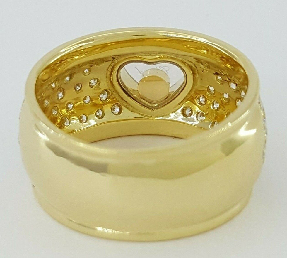 Thumbnail: CHOPARD Round Cut Happy Pave Set Diamond Heart Ring 10mm 1.1 ct 18K Gold Sz 4.5