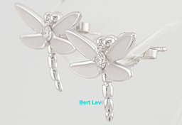 Tiffany & Co 18K White Gold Dragonfly Diamond Stud Earrings 0.16 ct 4 Gr 15.5 mm