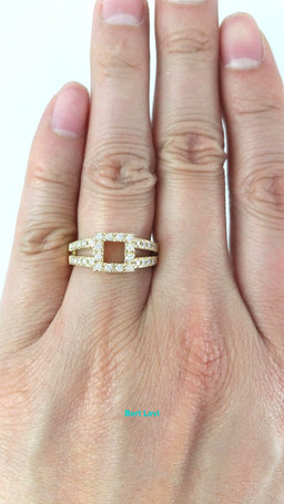 0.55 ct 14K Yellow Gold Round Brilliant Diamond Engagement / Fashion Square Ring
