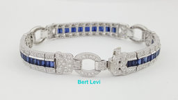 Vintage Sapphire & Diamond Bracelet 8.1 mm 6.36 ct 18K White Gold 27.1 Grams