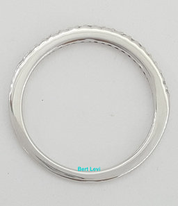0.2 ct Round Diamond Half Circle Pave Wedding Band 1.6 mm 14k White Gold