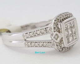 0.60 ct 14K White Gold Princess Cut Diamond Invisible Set Halo Engagement Ring
