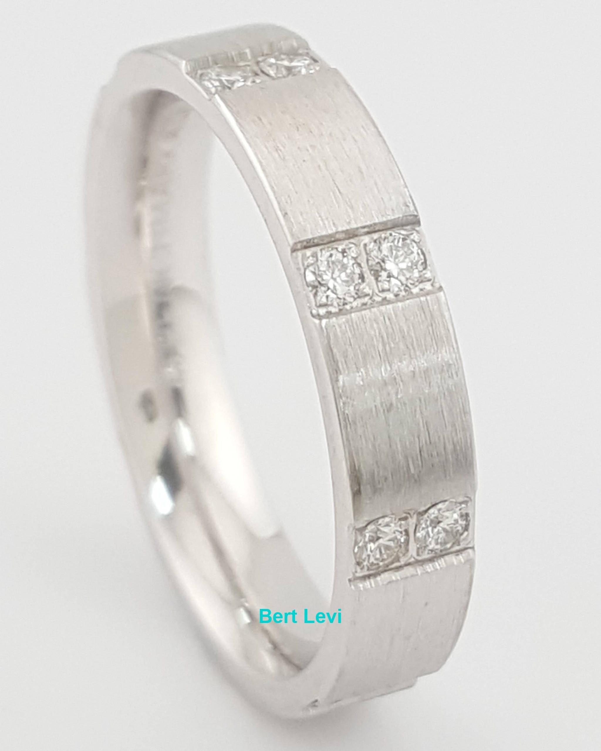Benchmark Round Diamond 0.32 ct 14K White Gold Wedding Band Ring 4 mm