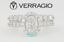 Verragio Renaissance 1.95 ct Oval Diamond Halo Engagement Ring Set 14k $12K