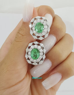 Paraiba Oval Tourmaline & Diamond Earrings 7.38 ct 18k White Gold GIA Rtl $25K