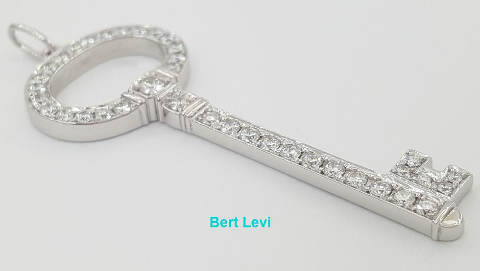 Thumbnail: Tiffany & Co. Keys Oval Top Diamond Key Pendant Platinum 0.58 ct 1.5" Retail 7K