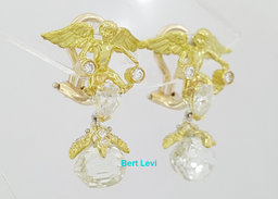Vintage Julius Cohen 4.37 ct Briolette Diamond 18k Angel Drop Ear-Clip Earrings