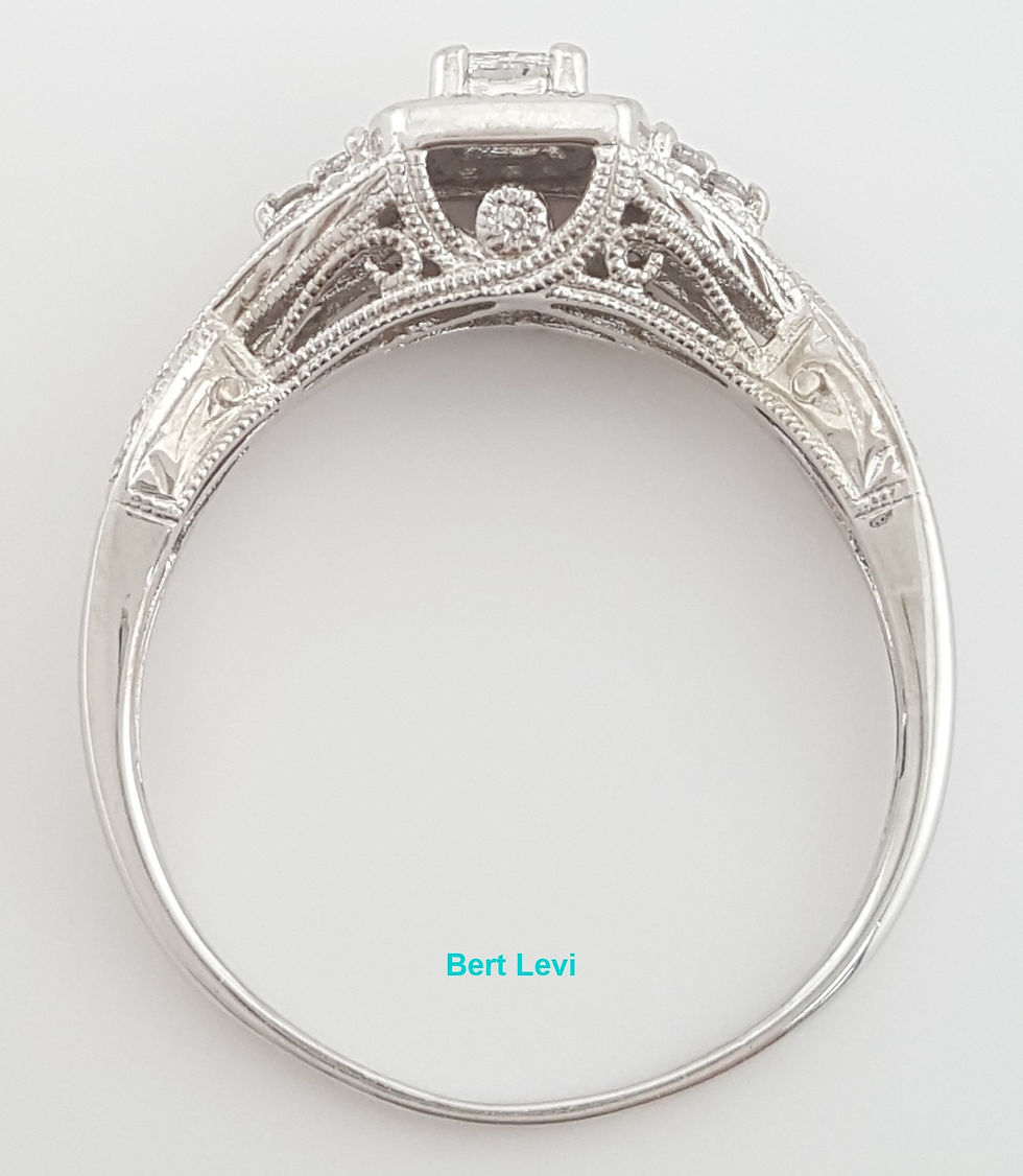 Thumbnail: Princess Diamond Halo Crossover Engagement Ring 0.5 ct 14k White Gold