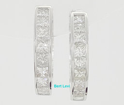 Princess Cut Diamond Hugger Hoop Earrings 15.3 mm 0.84 ct 14K White Gold