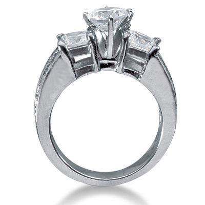 Thumbnail: Ladies 14KT White Gold Platinum Fancy Engagement Ring ENR3060