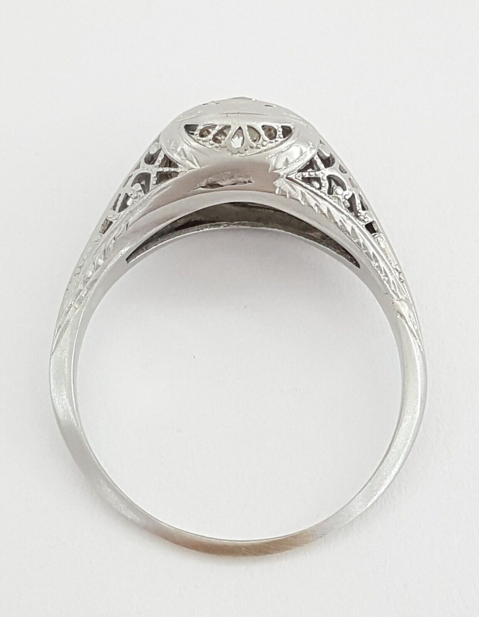 Thumbnail: Art Deco Vintage 18k White Gold Old European 0.51 ct Diamond Engagement Ring GIA