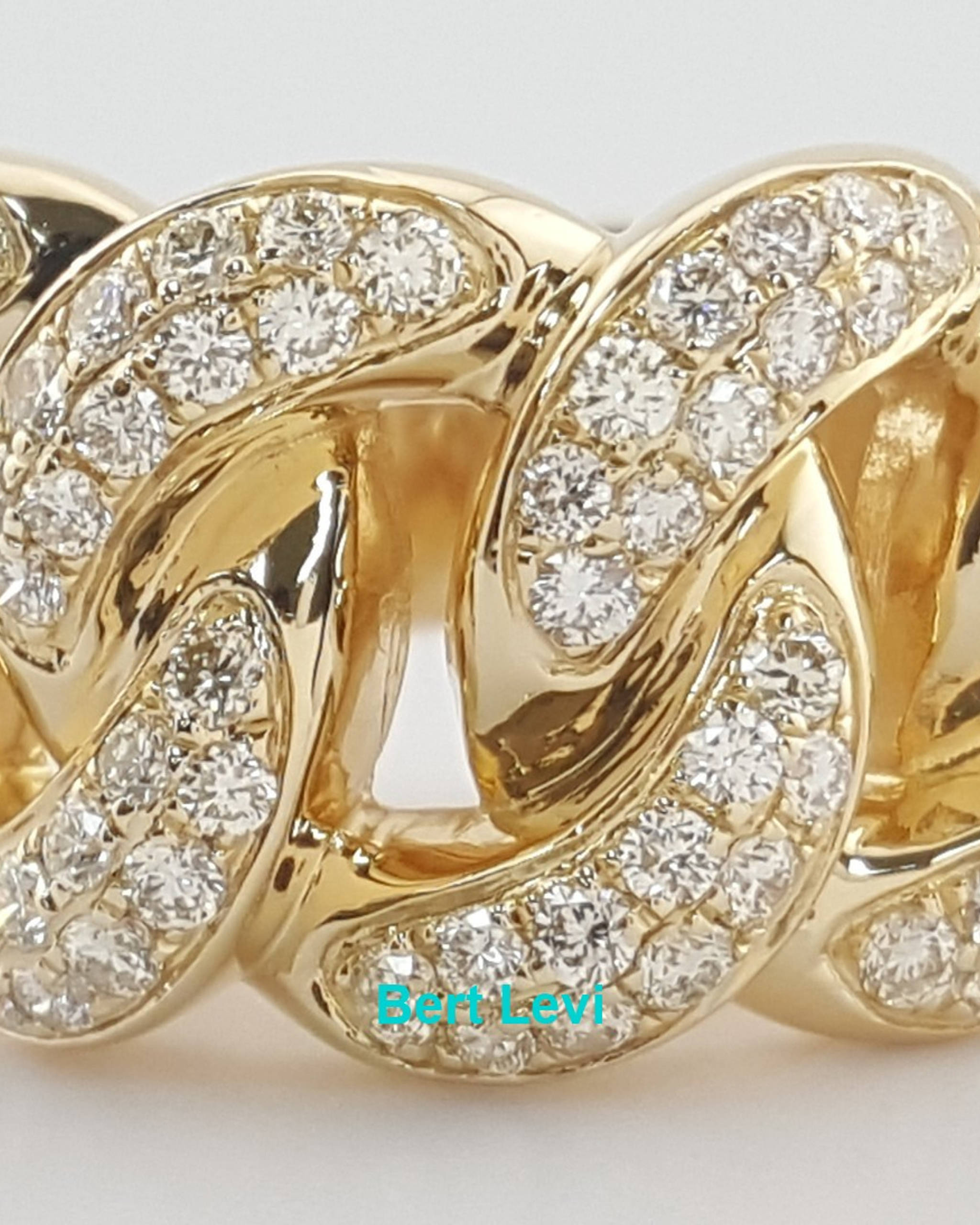 Diamond Cuban Link Gent's Ring 1.3 ct 14k Yellow Gold 8.8 Grams