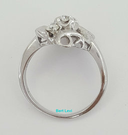 1/3 ct Vintage Art Deco 14K White Gold Old European & Single Cut Engagement Ring
