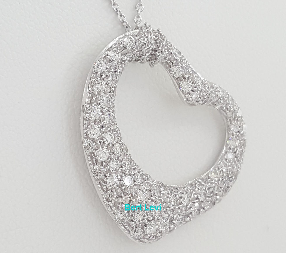 Thumbnail: Tiffany & Co Elsa Peretti Diamond Open Heart Necklace 27 mm 2 ct Plat Rtl $29K