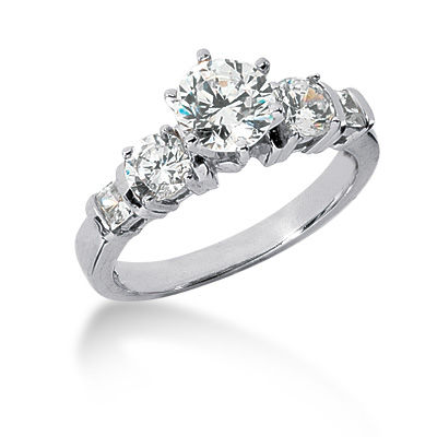 Ladies 14KT White Gold Platinum Fancy Engagement Set ENS601-A