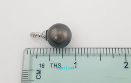 Tahitian Pearl & Diamond Pendant 12.5 mm 14K White Gold 0.12 ct 3.5 Grams