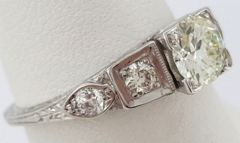 Thumbnail: Vintage Round Diamond Engagement Ring 1.04 ct 18K White Gold EGL-USA Rtl $3,515